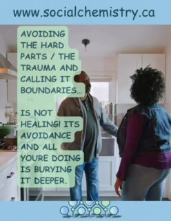 There’s a difference between protecting your peace… and avoiding your pain.

Boundaries are meant to create space for healing. 
Not to become a shield that keeps everything real locked out.

If you’re constantly pushing away the hard conversations, 
the uncomfortable memories, 
the emotions that hit a little too deep… 

That’s not healing. 
That’s postponing.

Avoidance feels safe in the moment. 
But what you bury doesn’t disappear. 
It waits. 
It builds. 
And eventually, it finds a way back up.

Real healing looks different.

It’s messy. 
It’s uncomfortable. 
It asks you to sit with things you’d rather run from.

It’s choosing to feel instead of numb. 
To process instead of suppress. 
To face instead of avoid.

Boundaries still matter. 
They protect your energy from others. 

But healing requires honesty with yourself.

So ask yourself:

Are you setting boundaries to grow… 
Or using them to hide?

Because growth happens when you lean into the hard parts — not when you lock them away.

If you’re ready to start facing what’s underneath, 
SocialChemistry.ca offers tools, playlists, and resources designed to help you release, reflect, and reconnect at your own pace.

You don’t have to carry it silently anymore.

#mentalhealthawareness #healingjourney #emotionalwellbeing #selfgrowth #socialchemistry