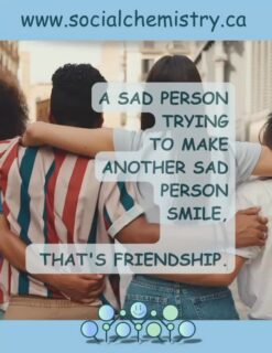 Some of the kindest acts come from people who are carrying their own struggles.

A person who is hurting but still takes the time to check in on a friend.
A person who feels overwhelmed but sends a message to make someone else smile.
A person who knows what pain feels like and chooses compassion anyway.

That is a powerful kind of friendship.

Sometimes the people who seem strongest are quietly fighting battles no one can see. Yet they continue to offer encouragement, understanding, and support to others because they know how much those small moments of connection can matter.

A sad person trying to make another sad person smile is a reminder that friendship isn’t about having all the answers. It’s about showing up. It’s about letting someone know they aren’t facing life’s challenges alone.

If someone crossed your mind today, reach out. A simple message, a kind word, or a shared laugh could make a bigger difference than you realize.

At Social Chemistry, we believe meaningful connections help us release, reflect, and reconnect. Even on difficult days, kindness has a way of bringing people together.

Visit SocialChemistry.ca to explore mental health resources, self help tools, playlists, support options, and a community built on connection and understanding.

#Friendship #MentalHealthAwareness #KindnessMatters #EmotionalWellbeing #socialchemistry